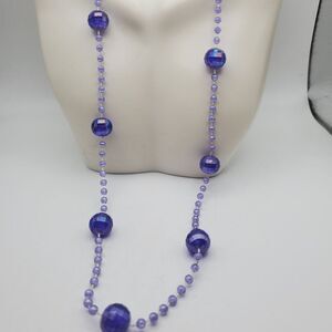 Blue disco sparkle beaded necklace frost‎ gift for her